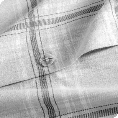 Gray Full/Queen Cotton Flannel Duvet Cover Set