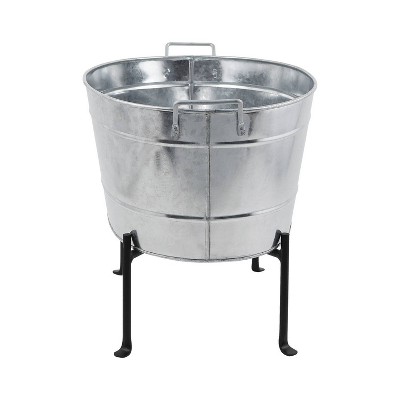 24" Galvanized Steel Oval Tub with Folding Stand
