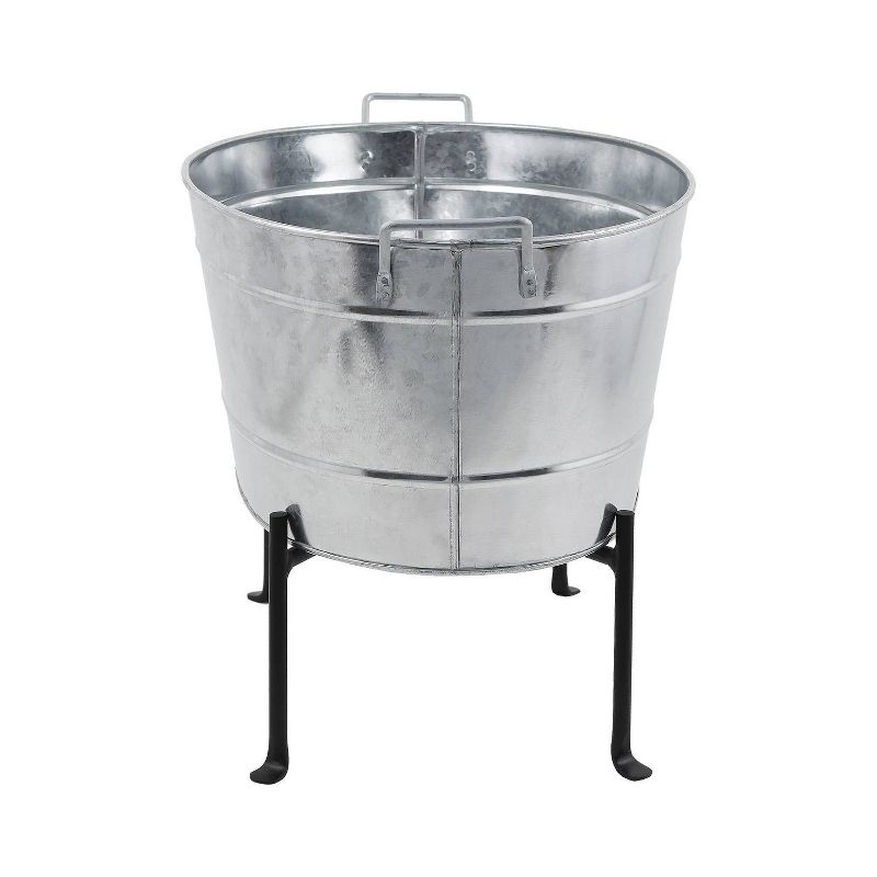 24&#34; Classic Oval Galvanized Tub With Folding Stand Steel - ACHLA Designs, 6 of 7