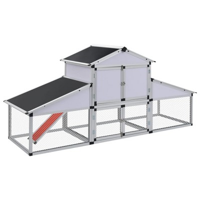 Chicken Coop Silver, Black Aluminum, Iron wire mesh, MDF Large vidaXL
