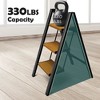 Itopfox 3 Step Ladder, Aluminum Lightweight Folding Stool with Anti-Slip Wide Pedal, 330lbs Capacity for Household, Kitchen, Office - Black Woodgrain - 4 of 4