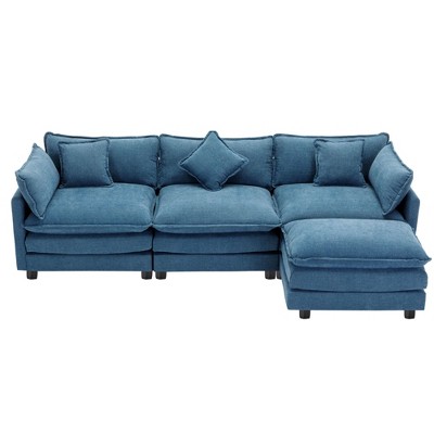 NicBex Modern 112.2" Chenille Sectional Sofa Modular L Shape Sofa Couch with Ottoman for Living Room Apartment