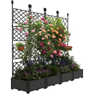 3 PCS Raised Garden Bed Kit with Trellis - Vertical Planter Box for Balcony Privacy Screen, Small Space Gardening,Vegetables & Flowers - 1 of 4