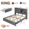 AMERLIFE 47.2" H Bed Frame with Bookcase Headboard, Charging Station, 2 Drawers - 2 of 4