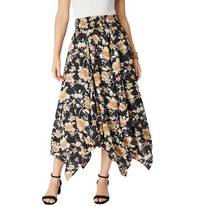Roaman's Women's Plus Size Petite Handkerchief Hem Skirt - 1 of 4
