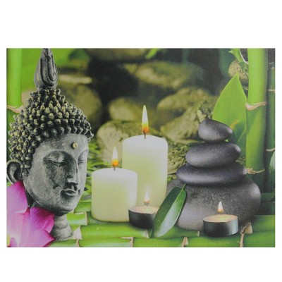 Northlight LED Lighted Buddha and Bamboo Canvas Wall Art 12" x 15.75"