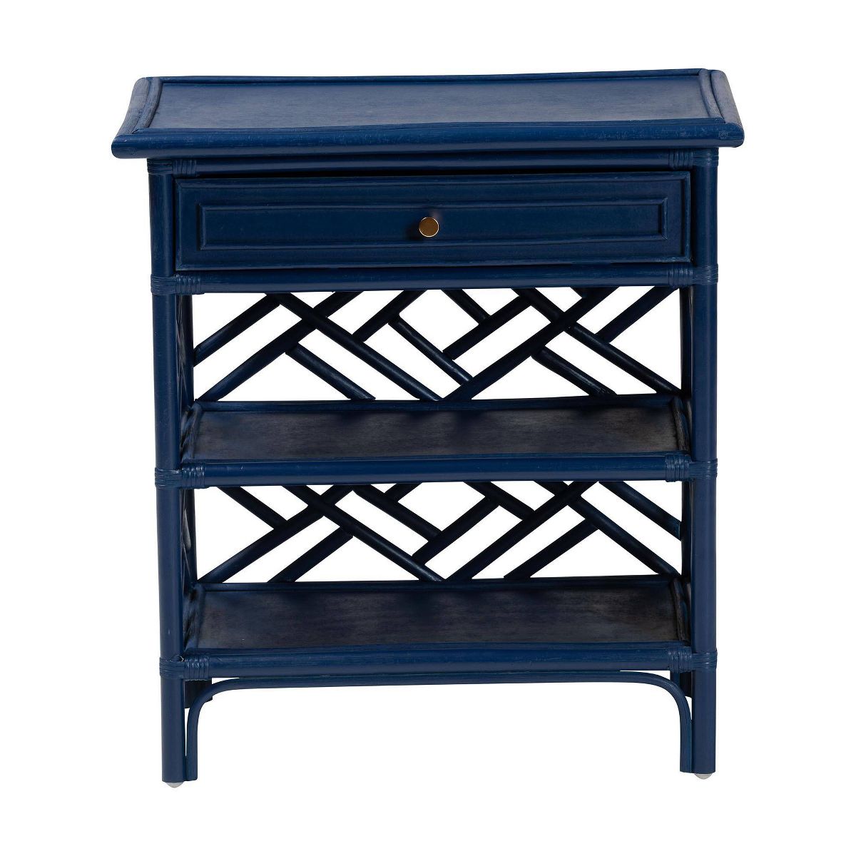 bali & pari Tiaret Natural Rattan Nightstand with Drawer and Shelves Blue - thumbnail 3