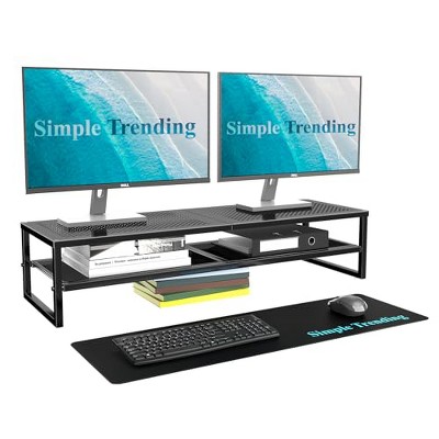 Simple Trending 2 Tier Metal Dual Monitor Stand Riser,Computer Office Desktop Organizer for 2 Monitors,for Laptop,Printer,TV,Black