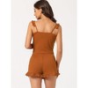 cheibear Women's Loungewear Cute Ruffle Camisole Tops with Shorts Pajama Sets - 4 of 4