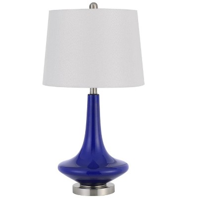 Cal Lighting 100W Kleve Glass Table Lamp With Taper Drum Hardback Linen Shade  (Priced And Sold As Pairs)