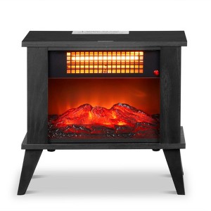 ChicFurnit Indoor Fireplaces 15" Freestanding Fireplace Fireplace Heater with Realistic Flames 1000W for Living Room, Black, 16.34"*8.94"*13.39" - 1 of 4