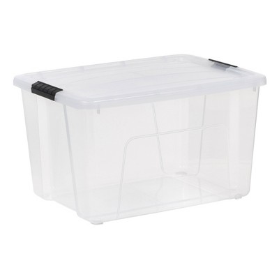 Iris 60qt Stack And Pull Storage Bin With Lid Clear: Plastic ...