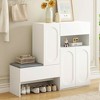 MAYEERTY 2-in-1 Modern Shoe Cabinet with Soft Cushion, Arched Doors Rebound Devices Adjustable Shelves, White - 2 of 4