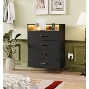 4-Drawer Dresser, Large Capacity Wooden Chest - 1 of 4