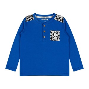 Mixed Up Clothing Boys Pocket Long-Sleeve Henley Shirt - Blue Multicolor - 1 of 2