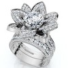 Pompeii3 Certified 4 3/8 Ct Floral Halo Diamond Engagement Ring 14k Gold or Pt Lab Created - 3 of 4