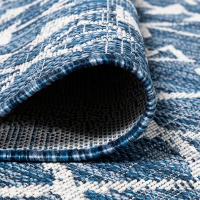 Bohemian Blue/Ivory Geometric Synthetic Easy-Care Area Rug 3x5