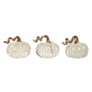 Transpac Fall Harvest Clear Bubble Glass Pumpkin Tabletop Figurine Decoration Set of 3, 1.42 Dia. inches - 1 of 4