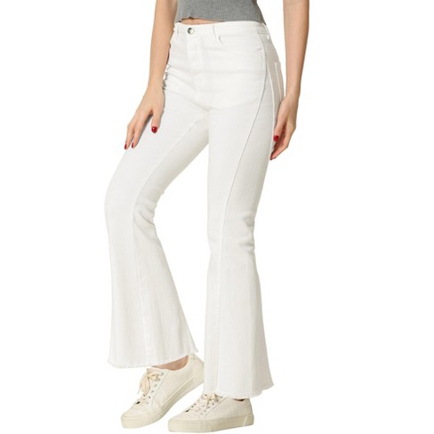 Allegra K Women's Vintage High Waist Stretch Denim Bell Bottoms Jeans White  Large : Target