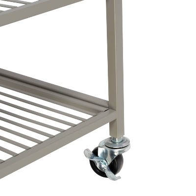 Satin Nickel 5-Tier Steel Rolling Bathroom Storage Cart