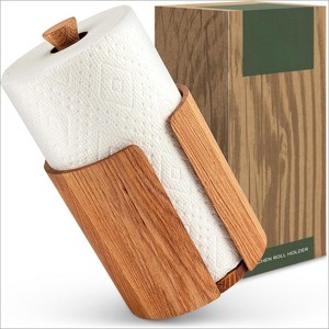Oak Wood Paper Towel Holder for Kitchen, Countertop Towel Dispenser for Standard Kitchen Rolls - 1 of 4