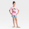 Girls' Short Sleeve Knit Oversized Cherries Graphic T-Shirt - Cat & Jack™ - Soft Pink - 4 of 4