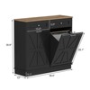 Jojoka Double Tilt Out Trash Cabinet, Kitchen Cabinet with 2 Drawers, Trash Can Cabinet with Hidden Pet-Proof Garbage for Dining, Living Room - 2 of 4