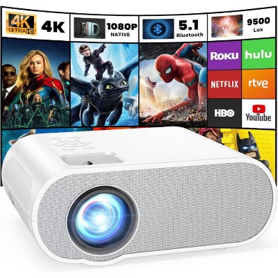 ELEPHAS Projector, Native 1080P Full HD Bluetooth Projector with Speaker, Outdoor Portable Movie Mini Projector Compatible