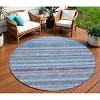 Sky Blue And Navy Blue Striped Washable Indoor Outdoor Area Rug - 2 of 4