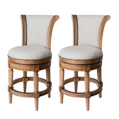 Maven Lane Pullman Swivel Upholstered Kitchen Stool, Set of 2