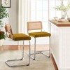 Bekrvio Bar Stools Set of 2/3/4, 26”/30" Barstool with Rattan Back, Velvet-Upholstered & Chrome Frame,Mid Century Modern Kitchen Stool for Island - 3 of 4