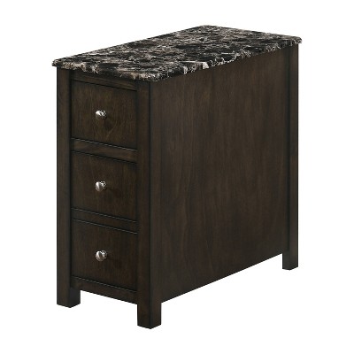 Byndrel Faux Marble Top Side Table Black/Dark Walnut - HOMES: Inside + Out