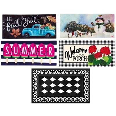 Evergreen Flag Sassafras Doormat Vibrant and Bright Spring, Summer Fall Winter Floormat Set of 5