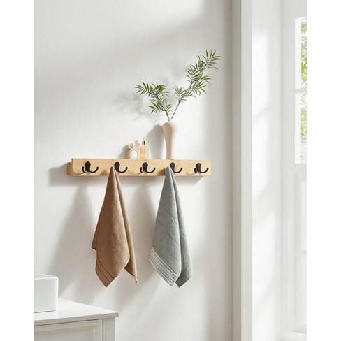 Songmics Coat Rack Wall Mount, Coat Hooks Wall Mounted, 5 Double Metal  Hooks For Bags, Hats, And Towels Natural Beige : Target