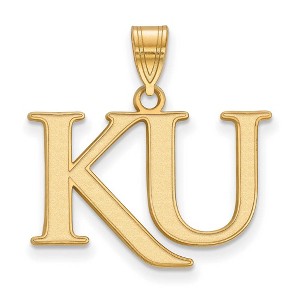 Black Bow Jewelry 14k Yellow Gold Plated Sterling Silver Kansas Jayhawks NCAA Medium Pendant - 1 of 3