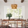 PAKOKULA Boho 5-Light Painted Gold Finish Farmhouse Drum Chandelier with 2-Tier Hand-Woven Rattan Shade - 2 of 4