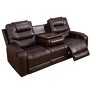 MAYEERTY Power Reclining Sofa, Electric 3-Seat Leather Recliner with USB Charging, Reversible Table & LED for Living Room, Brown - 2 of 4