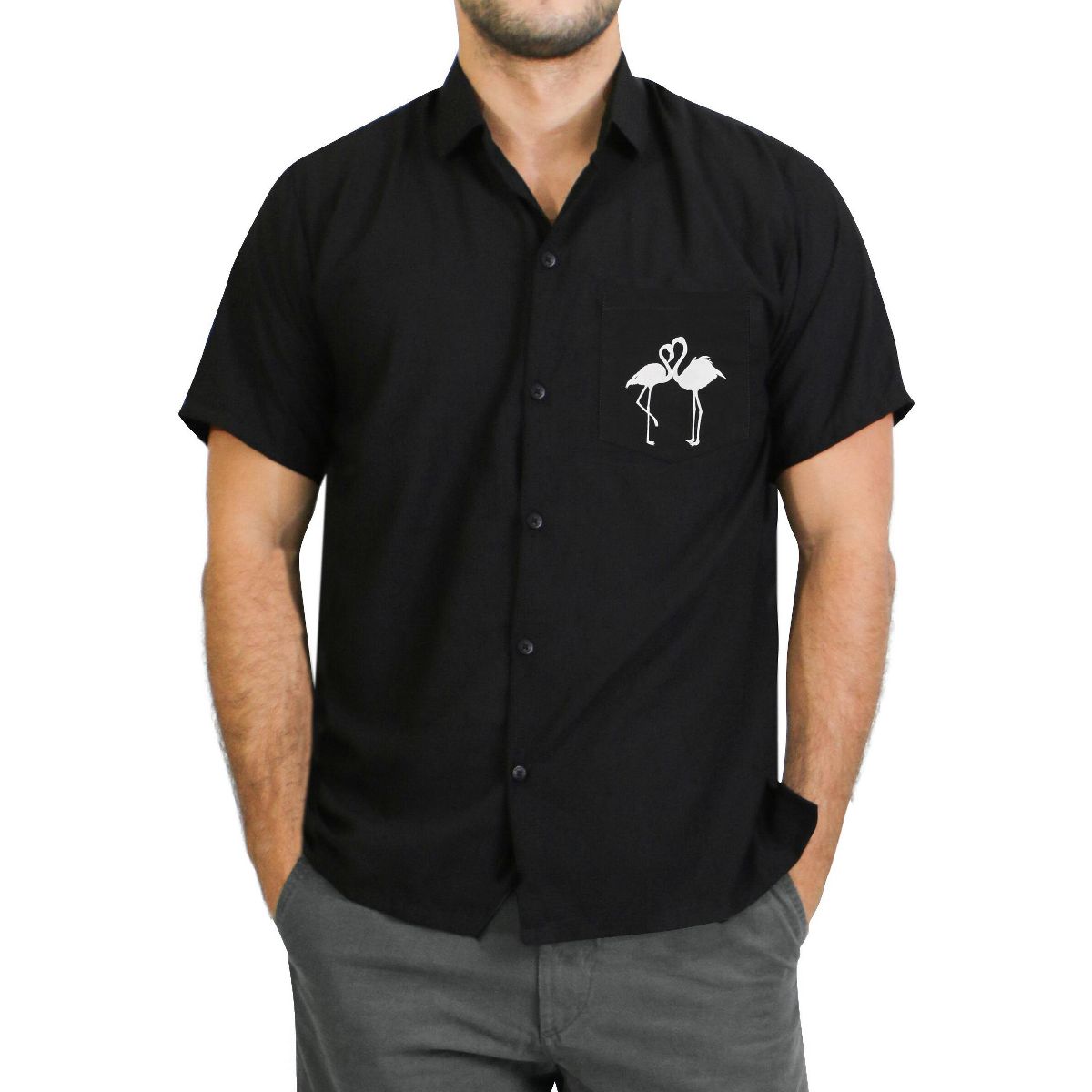 LA LEELA Men's Short Sleeve Button Down Solid Shirts Casual Vacation Camp Shirt for Men Beach Business Work Shirt Tees with Pocket XXL, Kohl_AE33