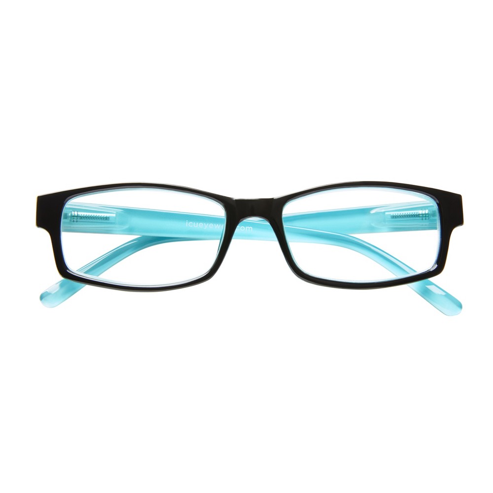 Photos - Glasses & Contact Lenses ICU Eyewear Berryessa Large Black with Turquoise Interior Reading Glasses