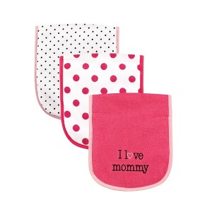Luvable Friends Baby Girl Cotton Burp Cloths with Fiber Filling 3pk, Girl Mommy, One Size - 1 of 1