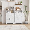 Set of 2 Farmhouse Bathroom Cabinets with Doors & Drawers – Freestanding Cabinets for Kitchen & Living Room - 3 of 4