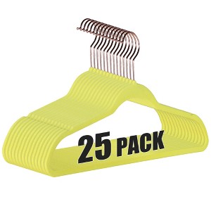 VECELO 25/30/50/60/100 pk Velvet Clothes Hangers Non Slip & Space-Saving Clothes Hangers with Finger Clips & Tie Rack 9 Color - 1 of 4