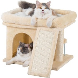 14‘’ Cat Tree Tower with Scratching Post, 20 * 16.5in Perch Bed for Large Adult Cats, Condo Cave for Indoor Small Medium Kittens - 1 of 4