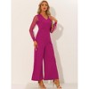 Allegra K Women's Elegant V Neck Mesh Long Sleeve Loose Wide Leg Party Jumpsuits - 2 of 4