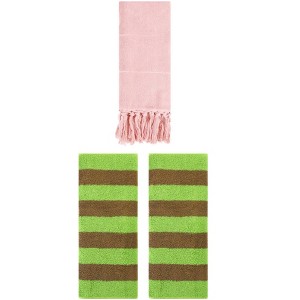 REGALWOVEN 3 Packs Striped and Solid Tassels Absorbent Soft Cotton Hand Towel for Bathroom - 1 of 4