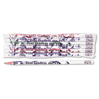 Moon Products Decorated Wood Pencil First Graders Are #1 #2 White Dozen 7861B