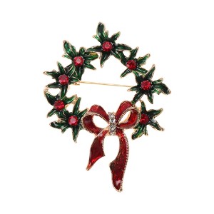 Unique Bargains Christmas Brooches YNCP7379 Alloy Dripping Wax Green 1.93"x2.48" 1 Pc - 1 of 4