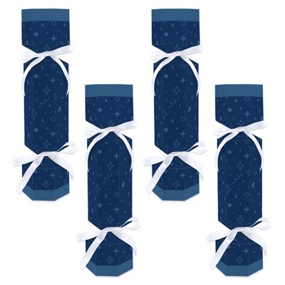 Big Dot of Happiness Navy Confetti Stars - No Snap Simple Party Table Favors - DIY Cracker Boxes - Set of 12