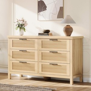 Fluted 6-Drawer Dresser, 47.4" Wide Wood Chest of Drawers & Clothes Storage Cabinet, TV Stand for Bedroom, Nursery, Living Room - 1 of 4