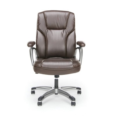 High Back Swivel/Tilt Leather Office Chair Brown - OFM